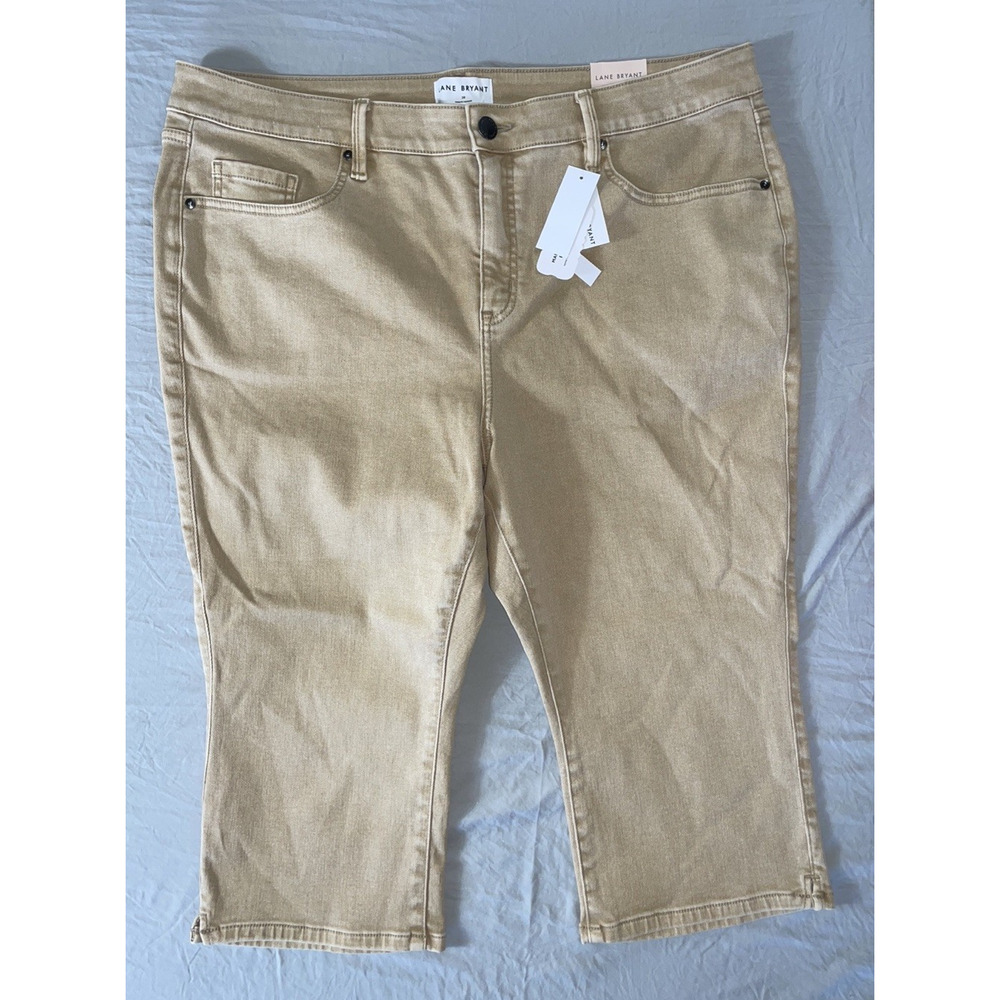 Lane Bryant Signature Fit Pedal High Rise Crop Denim Jeans. Beige, Women's 20.
